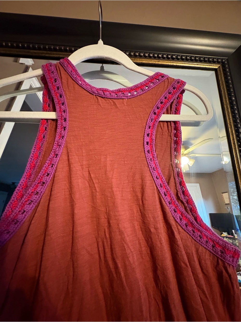 Natural Life Cotton Crochet Trim Tank Dress Rust NWT - Picture 6 of 10